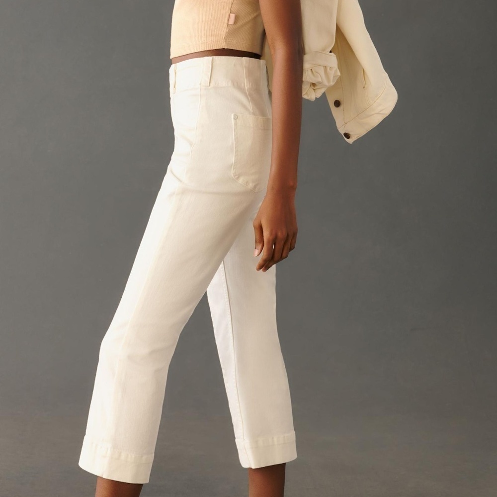 NWT Anthropologie Pilcro Slim 70's High- Rise, Straight Crop White Jeans 32 - Picture 4 of 5